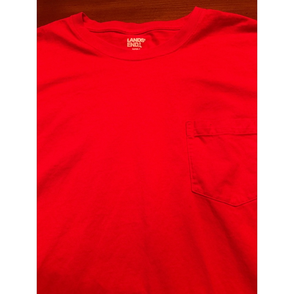 Lands' End Super-T Pocket Tee Mens XL/T Red Excellent Short Sleeve Cotton